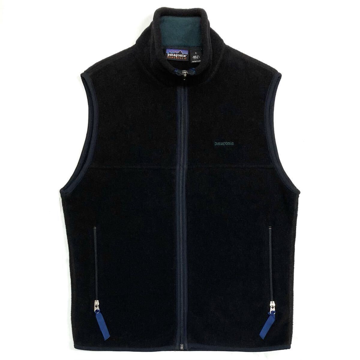 90s【Patagonia】ブラック シンチラベスト size S USA製 99年製 美品/パタゴニア フリースベスト 黒 SYNCHILLA アメリカ製 デッドストック拍卖