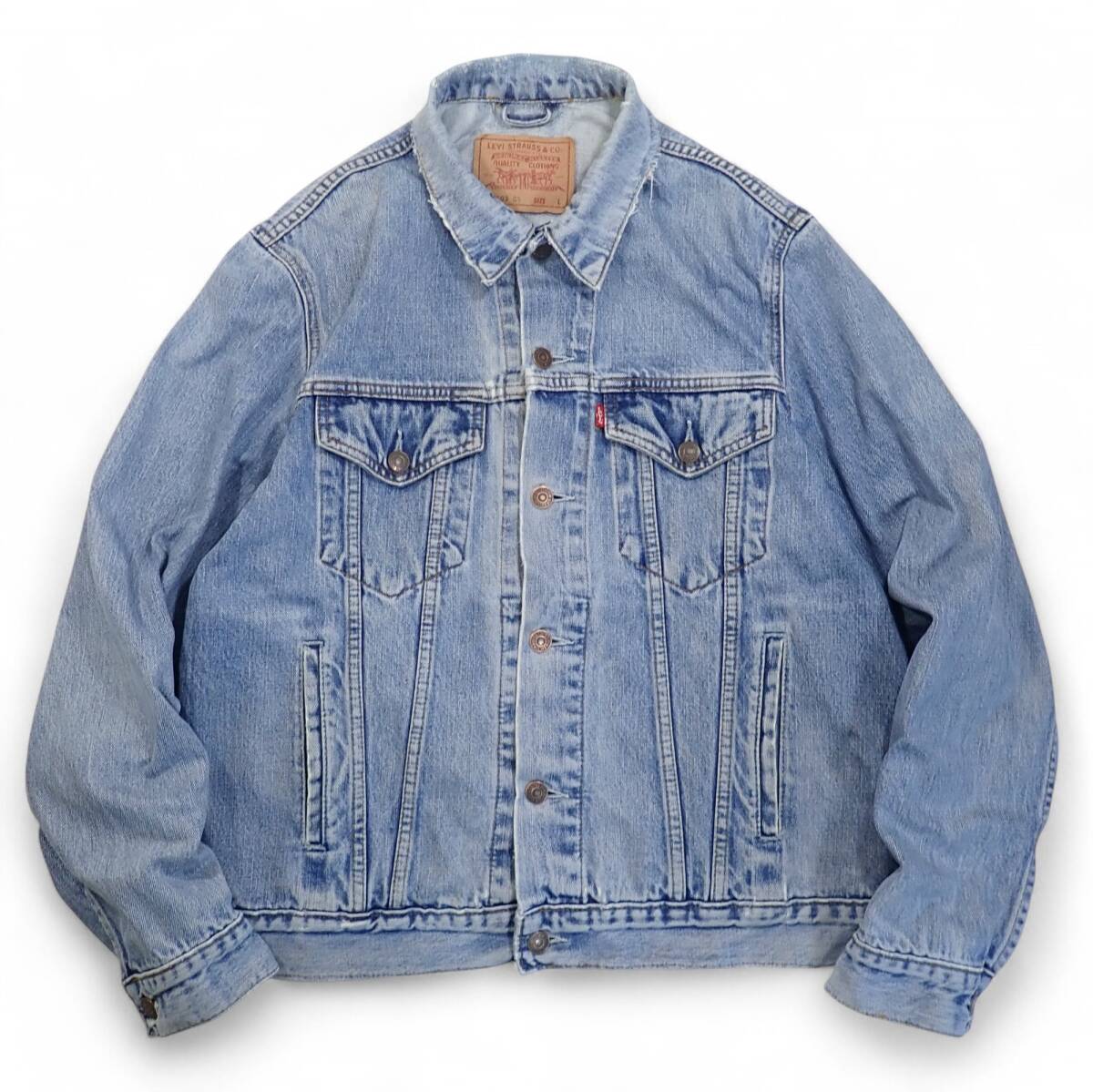 6336/Levi's デニム トラッカージャケット L●70503 04 90sビンテージ ジージャンGジャン リーバイスEUROボロ●洗濯プレス済●メンズ 古着拍卖