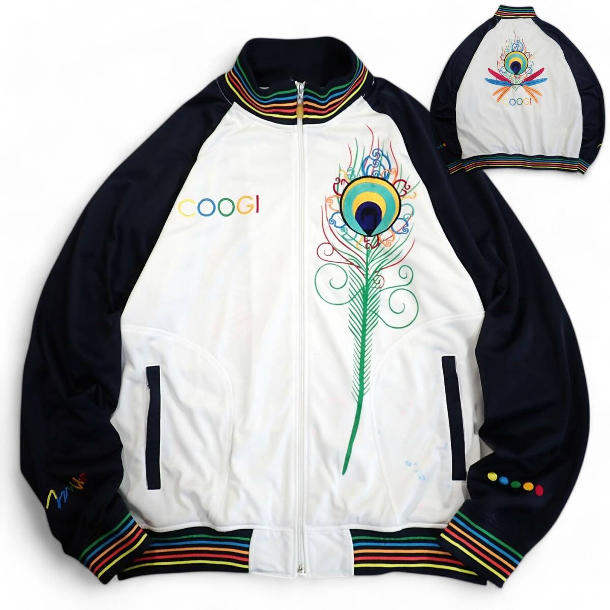 6318/COOGI 前後刺繍入り トラックジャケット XL●ジャージ ロゴ刺繍●洗濯プレス済●クージー ラグランスリーブ古着拍卖