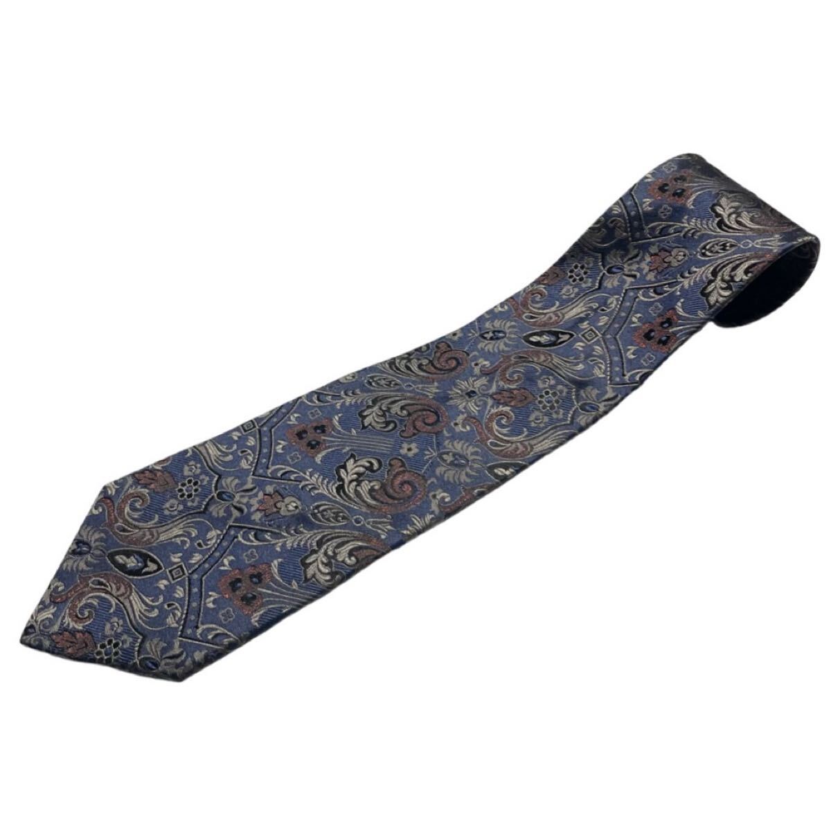 MADE IN ITALY製 GIANFRANCO FERRE ペイズリー柄シルクネクタイ ネイビー ジャンフランコ フェレ イタリア製拍卖