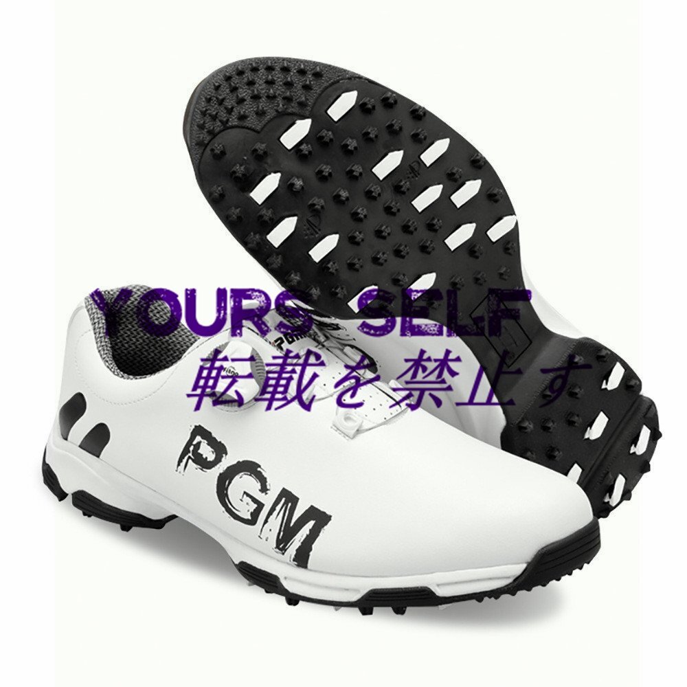 ゴルフシューズ メンズ スニーカー 強いグリップ スパイク靴 ソフトスパイク アウトドアフシューズ 防水 防滑 耐磨 24.5~27.5cm 白*黒拍卖