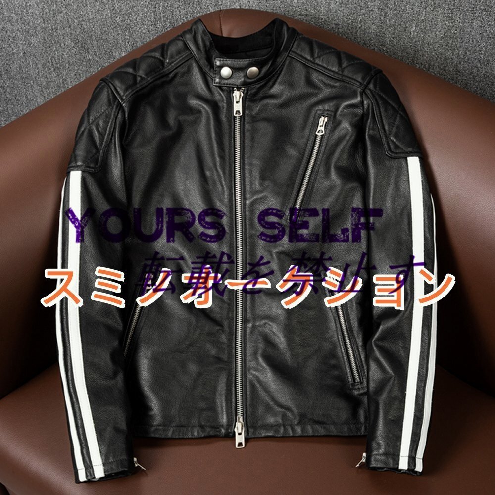 サファリジャケット 牛革 カウハイド 本革 革ジャン アメカジ レトロ ノーペンキ レザージャケット コート S~4XL拍卖