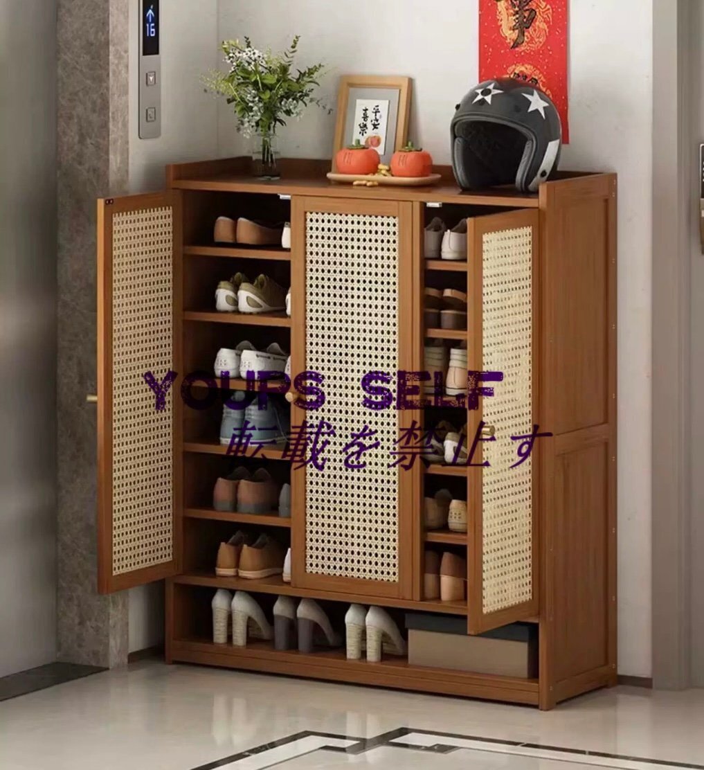 玄関 奥行アップ 靴箱 収納キャビネット 玄関収納 靴収納 リッパ収納 シューズボックス 扉付き 可動棚 下駄箱 一人 幅90×行32×高さ107㎝拍卖