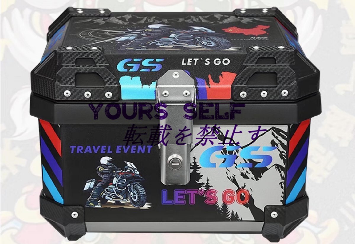 新入荷★実用品★リアボックス 45L ブラック トップケース 大容量 ツーリング バックレスト装備 持ち運び可能拍卖