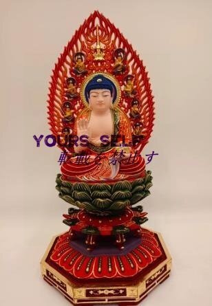 薬師瑠璃光如来座像★ 極上品 仏教美術 彩繪 薬師如来 縁起物 極彩色 仏像 木製拍卖