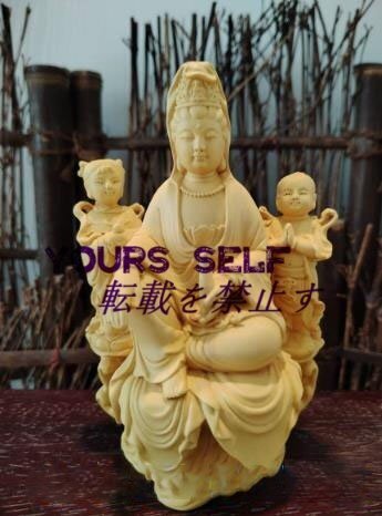 緑起物 仏像 観音菩薩 仏教工芸品 童子 童女 観音像 観音菩薩像 観音様 木造木彫 飾り置物 供養品 風水 祈る拍卖