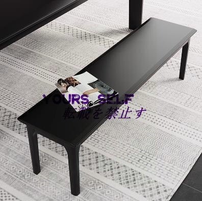 ダイニングベンチ 黒の無垢材のベンチ モダンなミニマリストのダイニングテーブルベンチ バスルーム/ベッドルーム 120x30x45cm拍卖