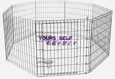 ベーシック ペットサークル ペットフェンス 折りたたみ可能 金属製 ゲート付き パネル8枚 150 x 150 x 76cm ブラック拍卖