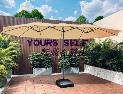 超人気 ガーデン パラソル ベージュサンシェードマーケットアンブレラ パラソルUV 50+ 2.4m F1035拍卖