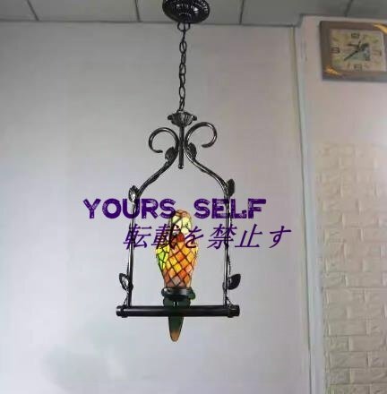 品質保証☆ステンドランプ ステンドグラス 鸚鵡 ペンダントライト オウム 吊り下げ照明 ティファニー 装飾品 照明拍卖