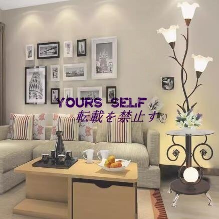 アメリカ式フロアランプ リビング ベッドルーム アイデア インテリアライト フラワーシェードランプシェード テーブル台拍卖