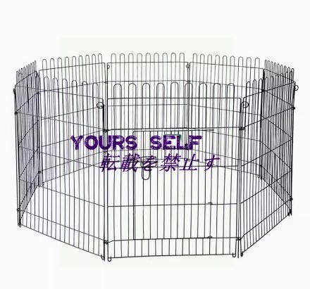 ベーシック ペットサークル ペットフェンス 折りたたみ可能 金属製 ゲート付き パネル8枚 150 x 150 x 91cm ブラック拍卖