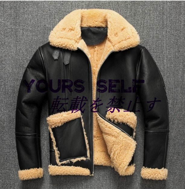 品質保証☆羊革 毛皮一体 スープスキン 馬革 フライトジャケット 稀少天然革 ブルゾン カーコート M~3XL拍卖
