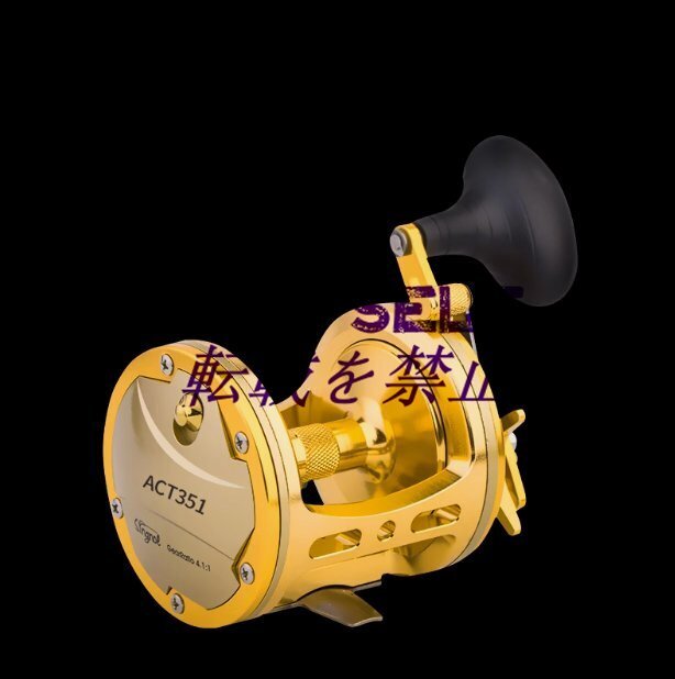 フルメタルゴールド ACT351 ドラムリール トローリング ホイール ベイトリール ドラグ30kg z2499拍卖