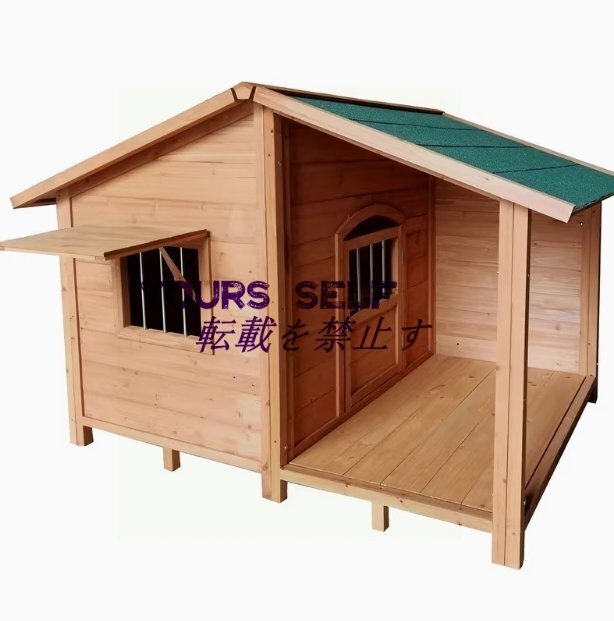 犬小屋 ドッグハウス 木製 中型犬用 犬 ログハウス 庭 外飼い ドッグパーク ロッジ犬舎 ドアと窓付き 通気性 105*135*98cm拍卖