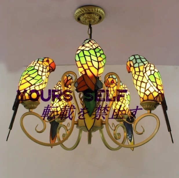 特売!高品質☆ステンドグラス.ペンダントライト豪華天井照明ステンドグラスランプ ガラス工芸品 5灯拍卖