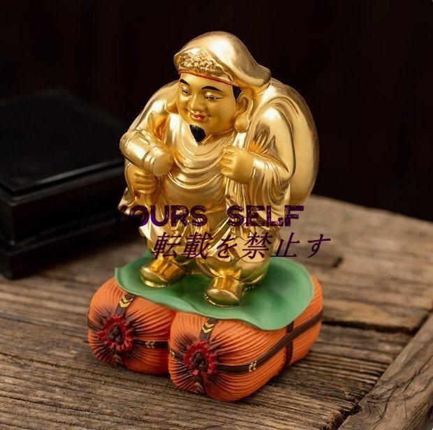 「密教法具 寺院仏具」 財神 福神 大黒天立像 金箔 切金 仏教芸術品 置物拍卖