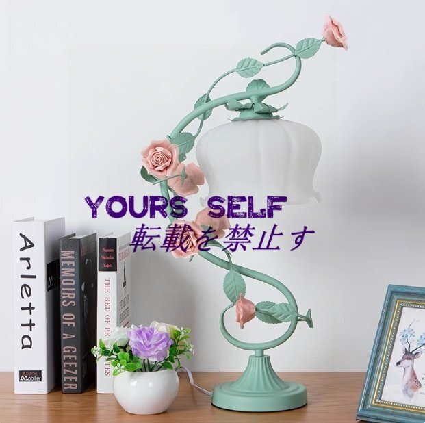 オリジナル 芸術 卓上 花形 創意 INS風 デスクライト テーブルライト 寝室用 リビング インテリア 照明 グリーン拍卖