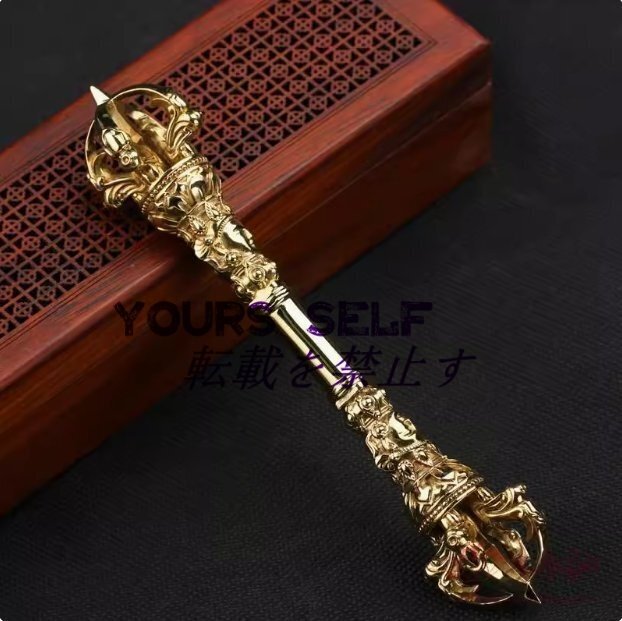 五鈷杵 (長さ15.5cm)◆密教で使われる仏具・密教法具・寺院仏具・手道具・金剛杵 真鍮製拍卖