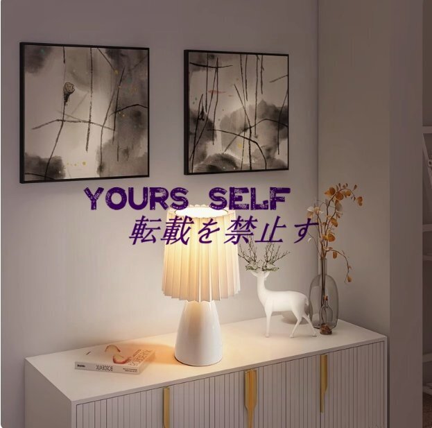 卓上ライト INS風 北欧風 目に優しい セラミックス ホワイトランプボディ+ホワイトランプシェード フリルランプシェード拍卖