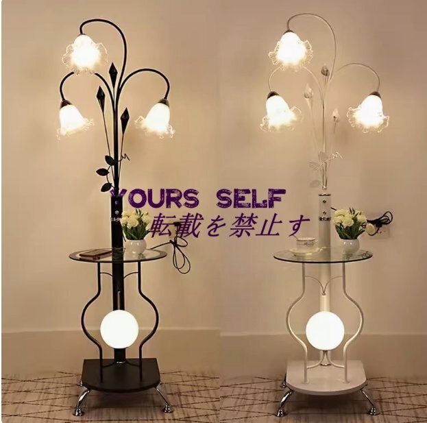 アメリカ式フロアランプ リビング ベッドルーム アイデア インテリアライト フラワーシェードランプシェード テーブル台拍卖