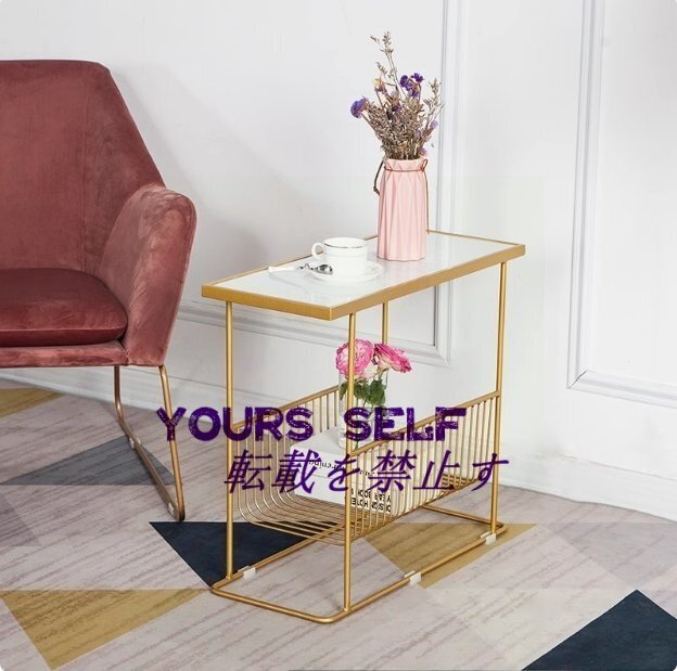 大理石製サイドテーブル モバイルソファサイドキャビネット ベッドサイドテーブル コーナーテーブル 飾り台 インテリア拍卖