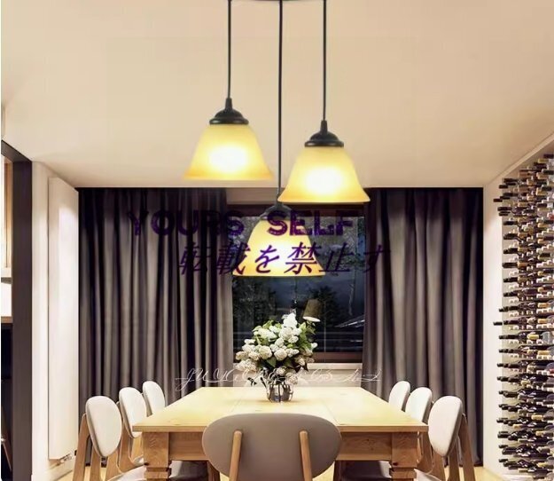 天井照明 デザインインテリア 3灯ペンダントライト ガラス シェード レトロ おしゃれ お花形 吊り下げ照明 引掛け式拍卖