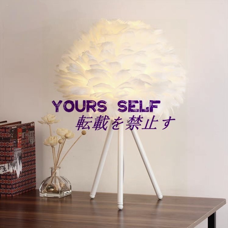 卓上ライト INS風 ファッション ロマンチック 雰囲気 インテリア 三足形 羽ライト ホワイトブラケット拍卖