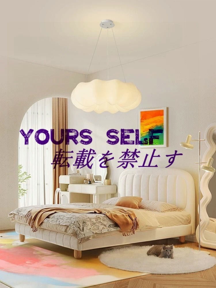 PE素材クリエイティブ漫画クラウドLEDフラッシュマウント天井ランプ 3色調光寝室リビングルームダイニングルーム天井ランプ 45cm拍卖