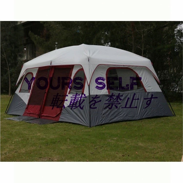 希少色★ 大空間設計 適する5-8人用 二段テント 紫外線防止 旅行 登山セルフドライビング キャンプ 防虫 防塵 豪雨防止 通風性抜群拍卖