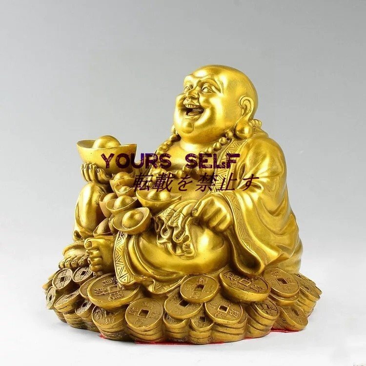 開運七福神 仏像 布袋様 弥勒仏像 弥勒菩薩 真鍮製 風水グッ金運 風水置物 お守り 15cm拍卖
