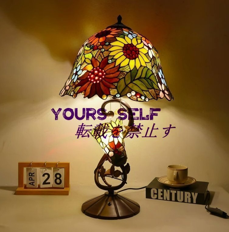 人気新品★極美品★卓上スタンド ステンドグラスランプ 豪華テーブルランプ 卓上照明 高さ約70cm拍卖