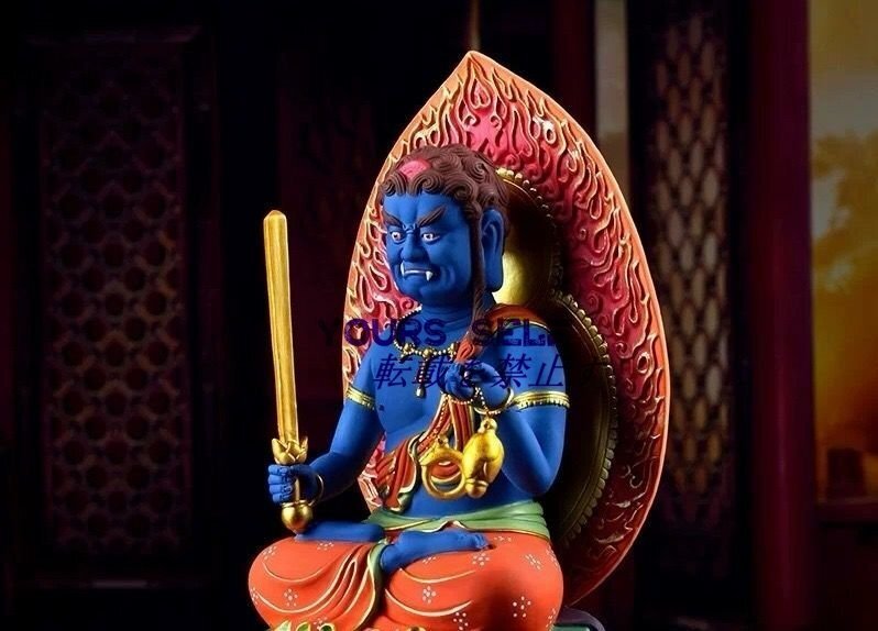 仏像 不動明王座像 (ふどうみょうおう) 陶器製 高さ30cm×巾14.5cm 守護仏(酉年生まれ)◆厄除け十二支守り明王本尊拍卖