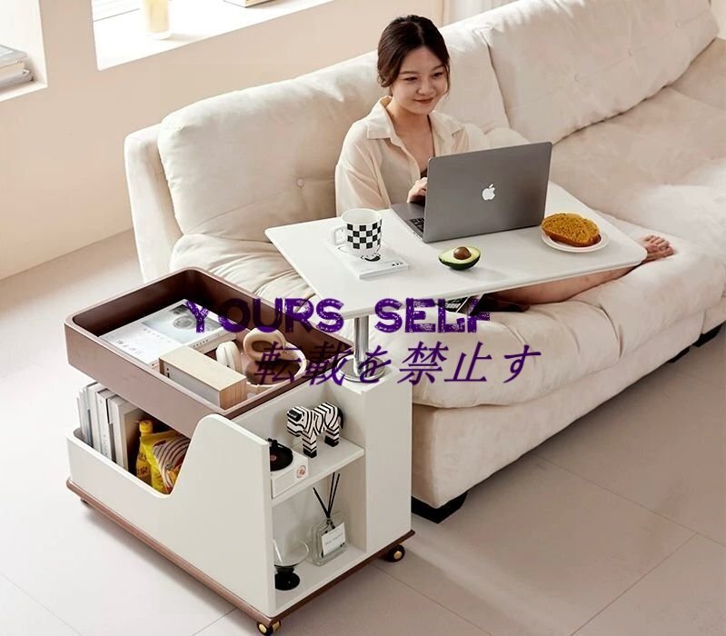 エンドテーブル サイドテーブル 可動トロリー小さなコーヒーテーブルシンプルな小さな家庭用リビングルームは、いくつかの無垢材 B拍卖