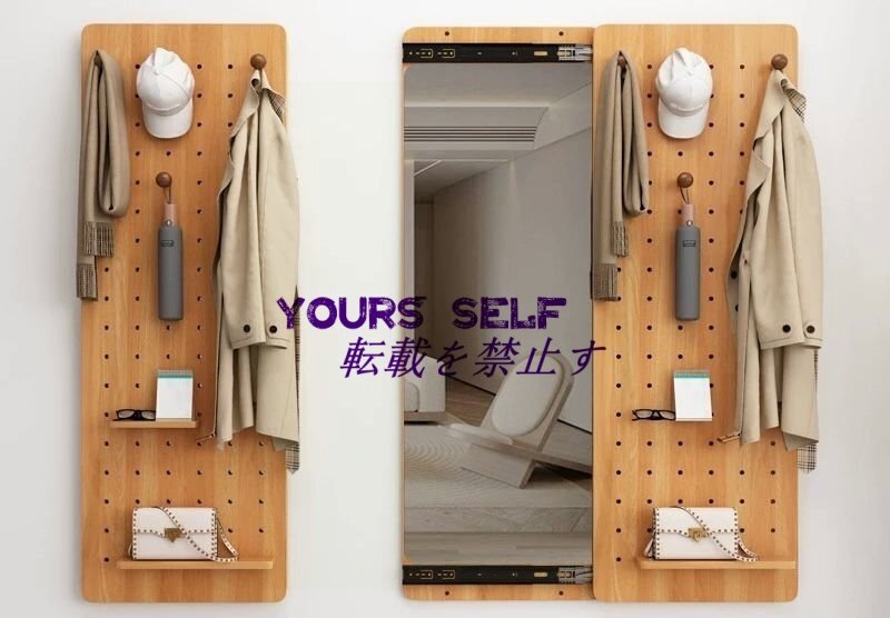 玄関 鏡 玄関ミラー、玄関壁掛け有孔ボード化粧鏡、スライド式全身鏡、見えない化粧鏡、隠し一体型ミラー 35*120cm拍卖