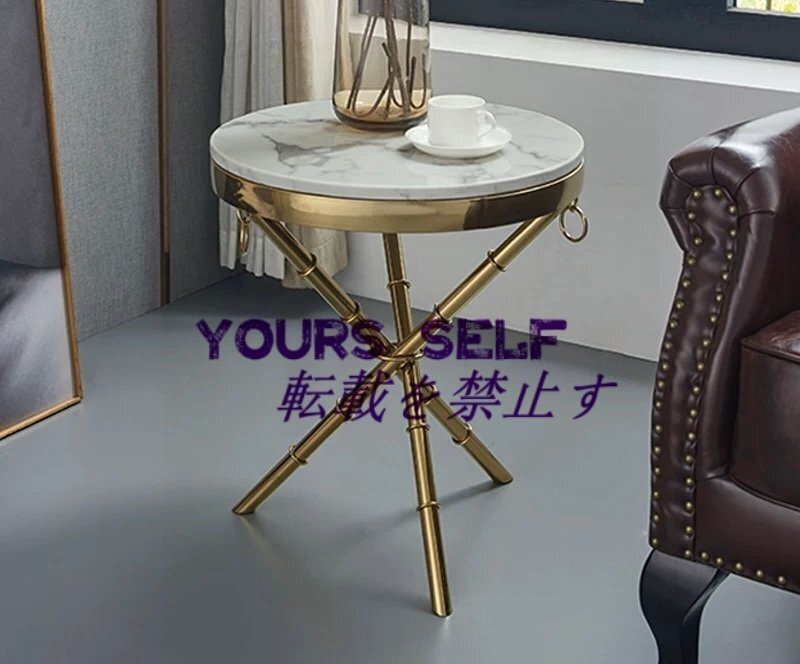 サイドテーブル(白色) 丸型テーブル ソファサイドシェルフ コーヒーテーブル ナイトテーブル アンティーク 北欧風拍卖