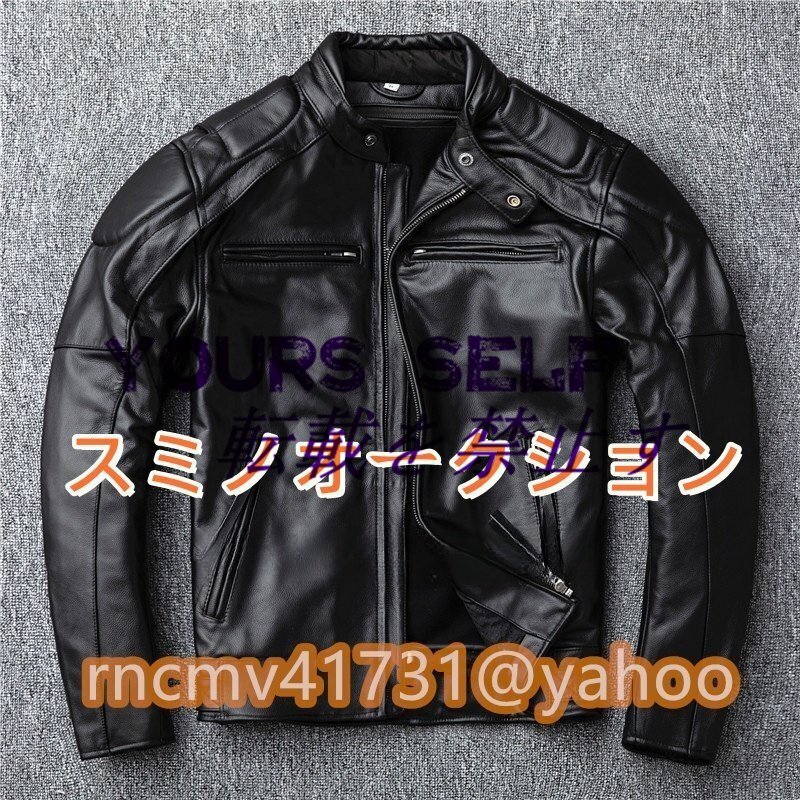 メンズ 革ジャン スタンドカラー 最上級 牛革 レザージャケット ライダース バイクウエア オートバイ ブルゾン 本革 S~5XL拍卖