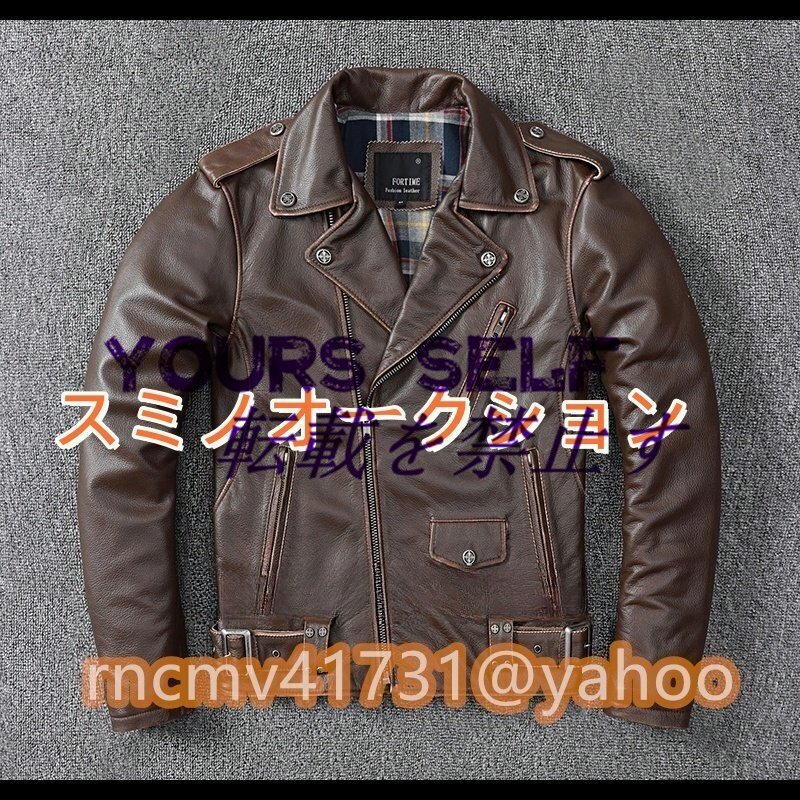 高級品■メンズ 革ジャン ダブルライダース 最上級 牛革 レザージャケット バイクウエア オートバイ 本革 ブルゾン S~5XL拍卖