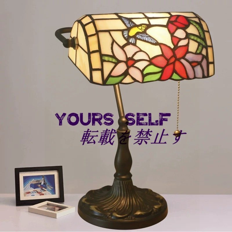◆稀少品◆芸術品◆ステンドランプ ステンドグラス アンティーク 花柄 レトロな雰囲気 ティファニー テーブルスタンド 室内装飾 照明拍卖