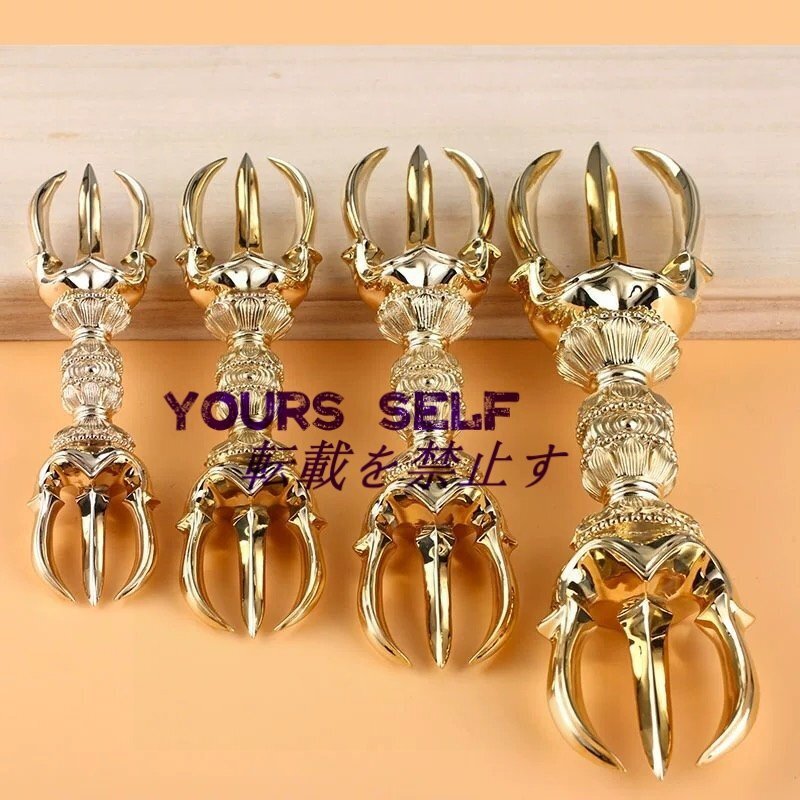 dsdsad 三鈷杵 真鍮製 ◆密教で使われる仏具・密教法具・寺院仏具・手道具・金剛杵 (長さ13.5cm)拍卖