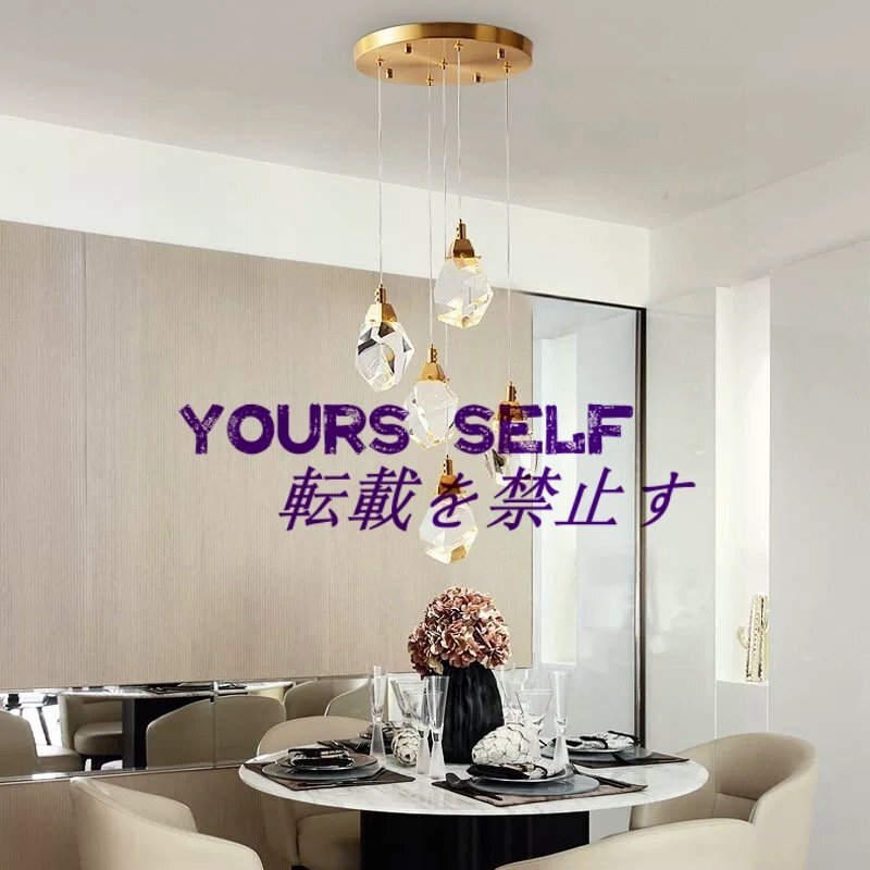 シャンデリア クリスタルシャンデリア 階段シャンデリア リビングルーム ホール 照明 屋根裏部屋 ペンダント 5 ヘッド三色ライト拍卖