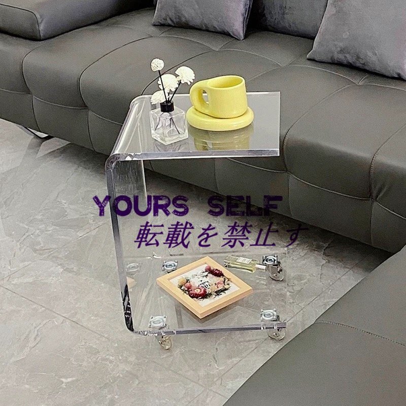 ローテーブル、センターテーブル、コーヒーテーブル、ティーテーブル アクリル、ベッドサイドテー、車輪付き、 40*35*58.5cm拍卖