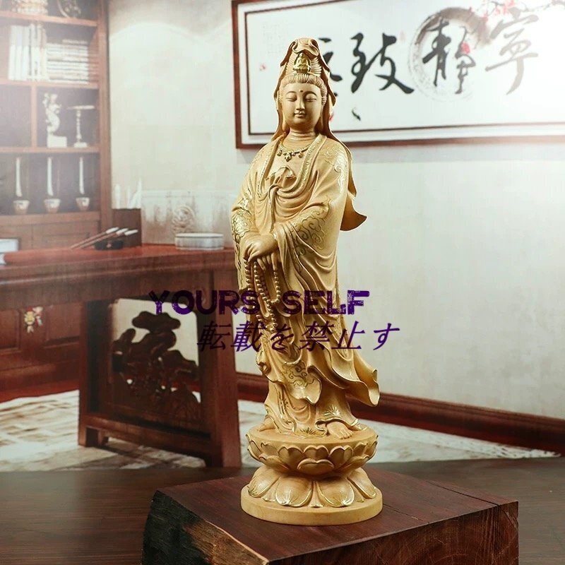 極上品 念珠観音 観音菩薩 仏師で仕上げ品 切金 精密彫刻 木彫仏像 開運風水拍卖