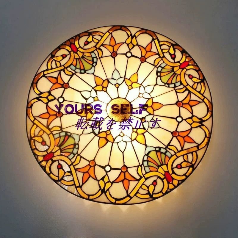 ステンドグラス ペンダントライトステンドグラスランプ ガラス貝 工芸品 豪華 天井照明拍卖