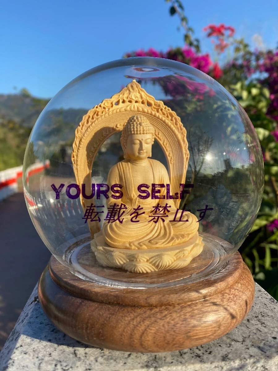 仏像 菩薩仏像 観音菩薩像 檜木 木彫り 仏具 (約)高12cm×幅8cm×奥行12cm拍卖