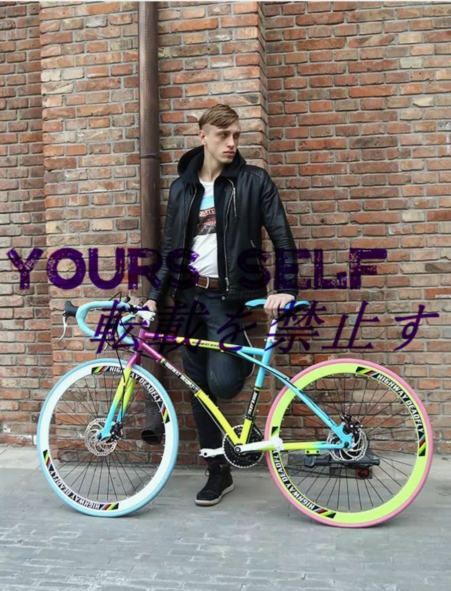 美品ロードバイク 700C カラー ソリッドタイヤ 24段変速 初心者 街乗り 可変速自転車スチールフレーム適用身長165-185cm 通勤 通学拍卖