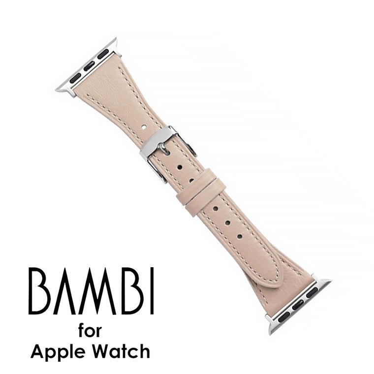 ■▲送料無料【BAMBI/バンビ】BAMBI for AppleWatch アップルウォッチ用 バンド 38mm/40mm/41mm対応 ベージュ 牛革 ウォッシャブル/BA6-BE拍卖