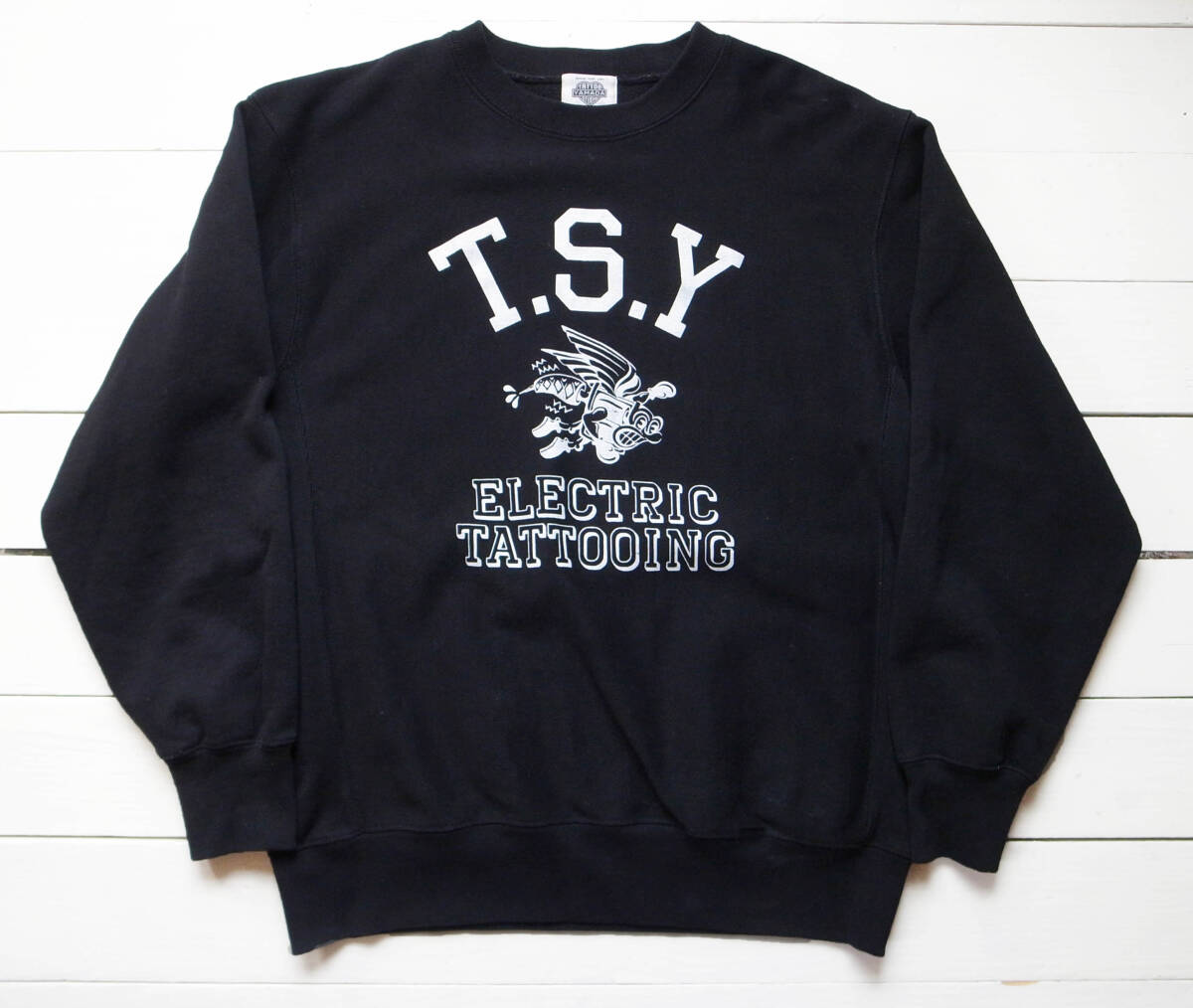 TATOO STUDIO YAMDA タトゥースタジオヤマダ カレッジスウェット/トレーナー L 黒 リバースウィーブ拍卖