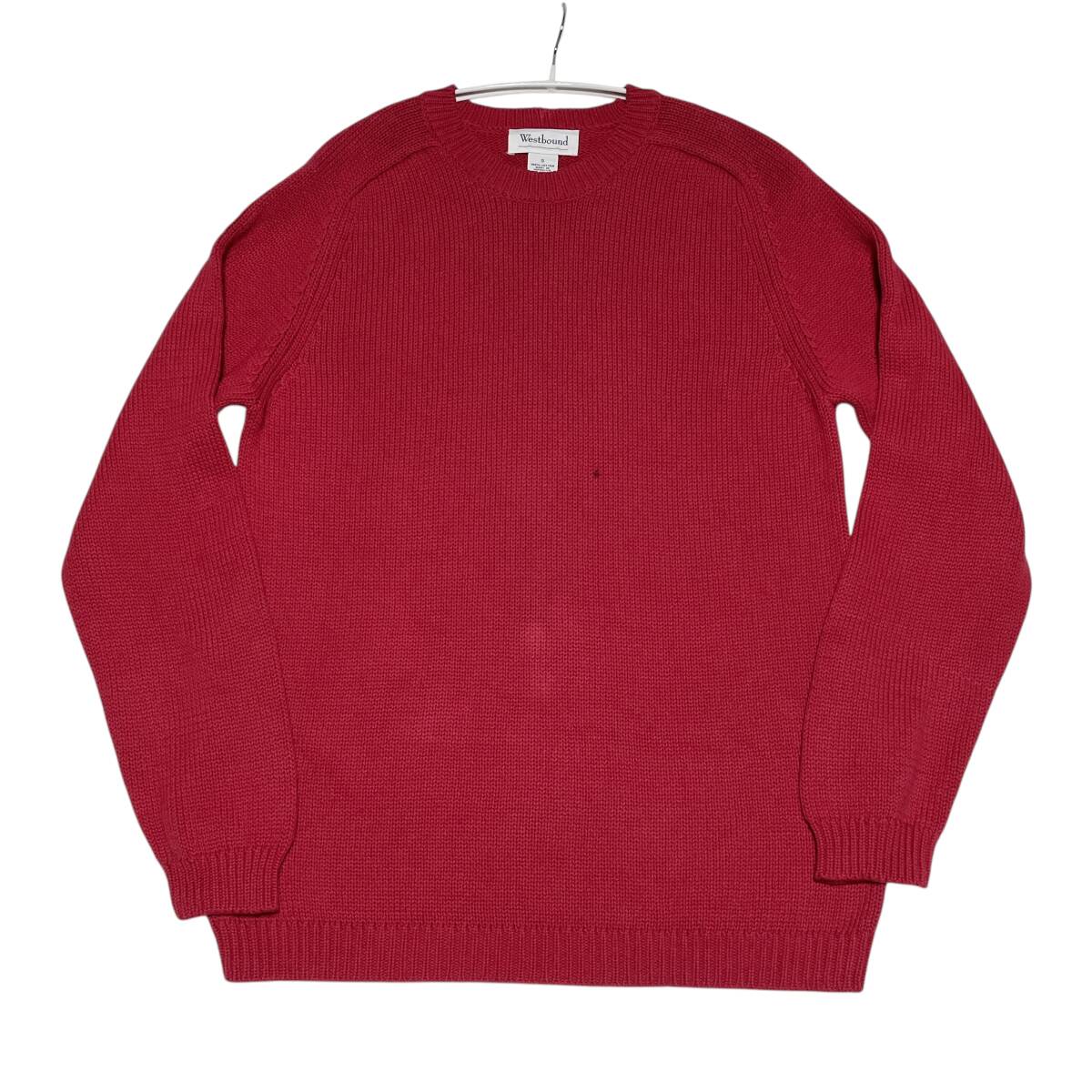 ウエストバウンド ニットセーター コットン 無地 レッド b55① M相当拍卖