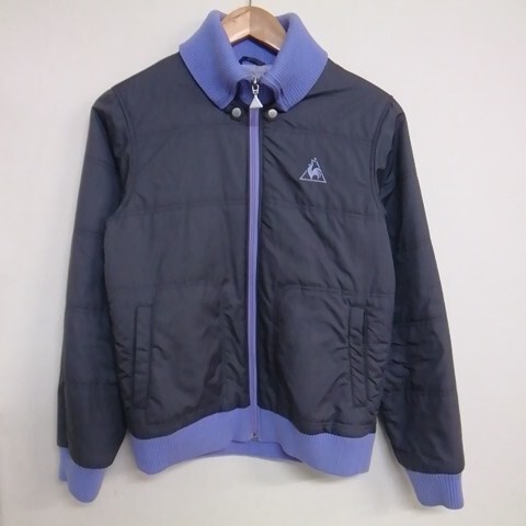 ★【古着】 le coq sportif(ルコックスポルティフ) 中綿ジャケット(ブルゾン) Lサイズ パープル×グレー 女性用拍卖